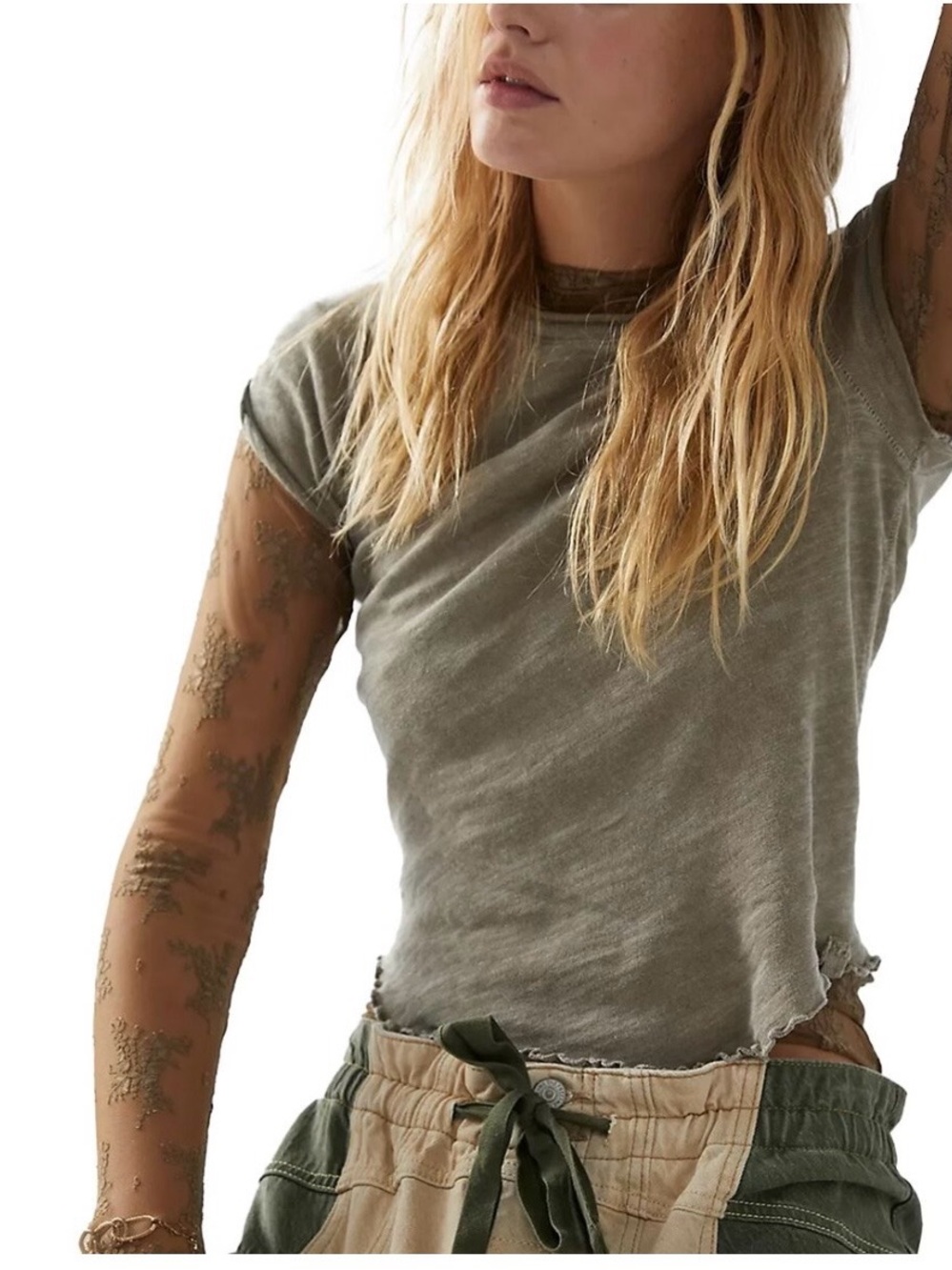 Free People We the Free Be My Baby tee olive green women’s xs
